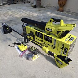 Ryobi 40V HP Brushless Leaf Blower and Carbon Fiber String Trimmer Kit 2-Tool 