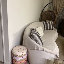 White Round Microfiber Couch Pillows Not Included