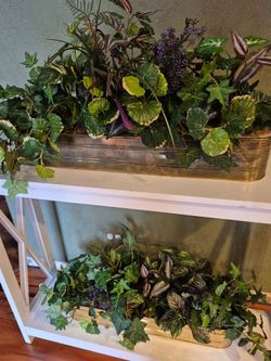 Artificial Plants With Brass Planters, Each  $25
