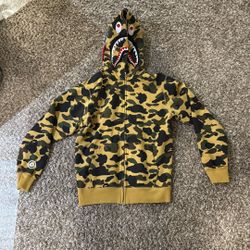 BAPE Shark Full Zip Hoodie 1st Camo Yellow