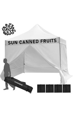 VIVOHOME 10x10ft Pop Up Canopy Tent with Sidewall and 6 Pockets, One Push Setup Outdoor Portable Shelter Tent Heavy