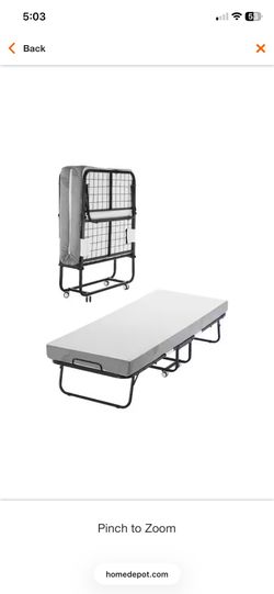 Rollaway Bed, Black Metal Frame, Outdoor Rocking Chair with White Cushion, 31 x 75 in. Folding Bed with 5 in. Mattress