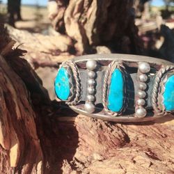 Silver & Turquoise Bracelet. Old Pawn. Navajo.