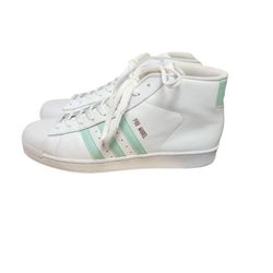 Adidas Pro Model White and Mint Green Shell Toe High Top Men's Size 12 