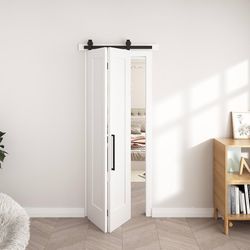 BarnSmith 30" x 84" Bifold Barn Door White Primed w/ Hardware Kit