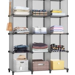 Closet Organizer, 12-Cube Closet Organizers and Storage, Portable Closet Shelves, Clothing Storage (Grey)