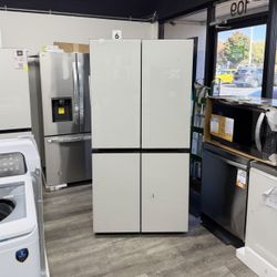 👑FINANCING AVAILABLE 👑 SAMSUNG BESPOKE 23 CUBIC FT. 4-DOOR FLEX WHITE GLASS REFRIGERATOR 👑 COUNTER DEPTH
