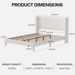 QUEEN BED FRAME (mattress not included)