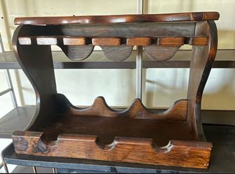 Vintage Old Tavern Wine Rack Holds 3 Bottles and 6 Glasses