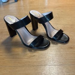 Black Chunky Strap Heels - INEZ