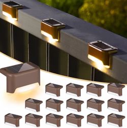 Solar Deck Lights Outdoor 16 Pack,Step Light Waterproof,Warm White Led Solar lights for Outdoor Stairs,Step,Fence,Yard,Patio and Pathway