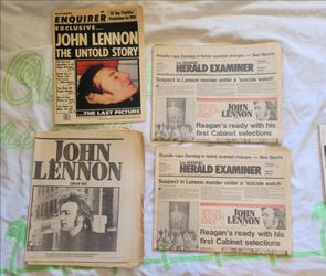 John Lennon Death Newspapers- Los Angeles Herald Examiner Dec 11, 1980 - National Enquirer Dec 30, 1980