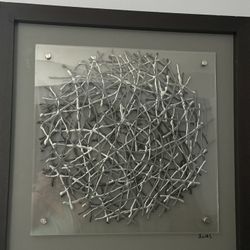 Silver Metallic Abstract Glass Art By Elias
