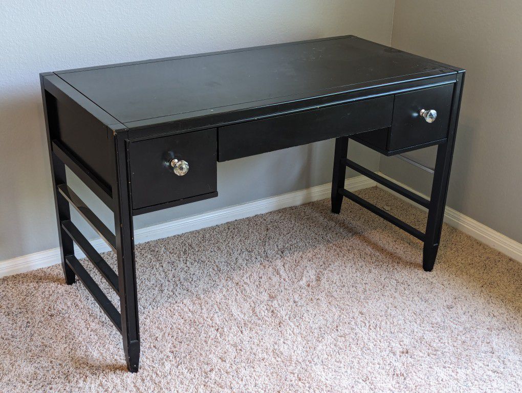 Black Computer Desk With 3 Drawers 