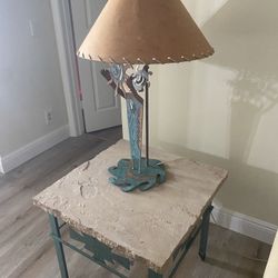Stone Side Table — Heavy, Rustic, Southwestern Style (Great condition)
