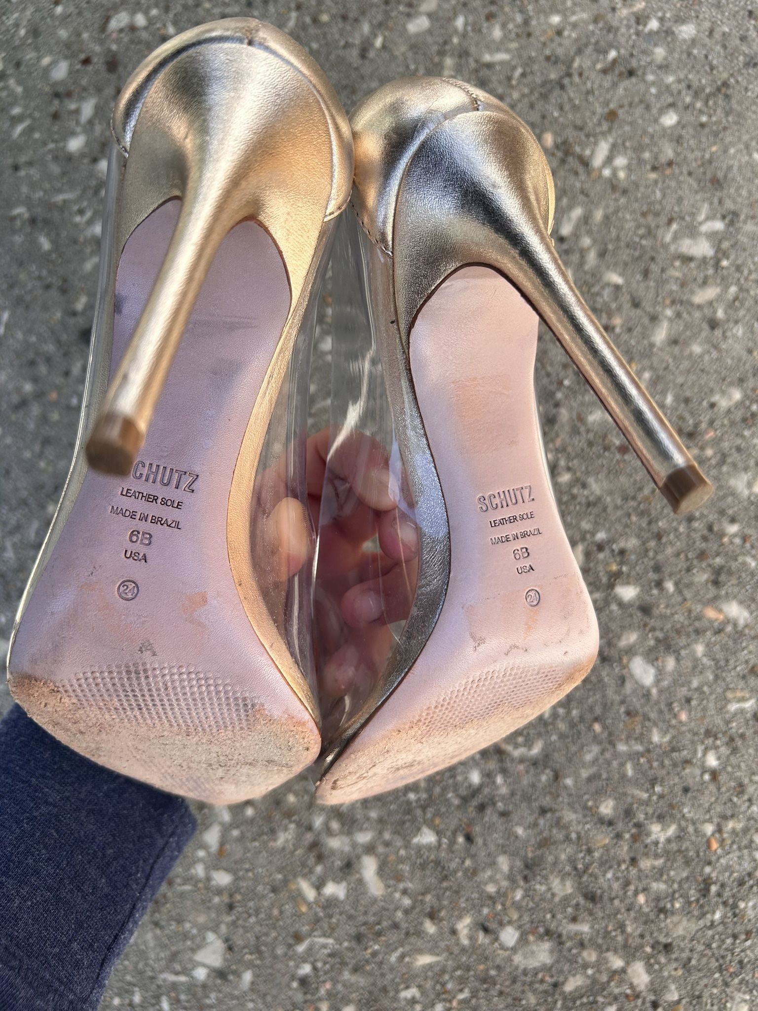 Gold And Clear Heels