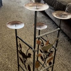 Folding candle holder with branches, birds Vtg