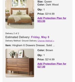 New - queen frame - Queen mattress - dresser