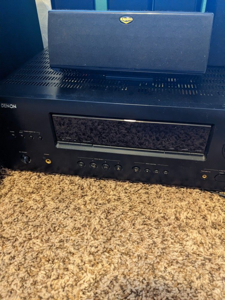 Denon AVR 1312 Surround Receiver With Subwoofer And 5 Speakers for Sale
