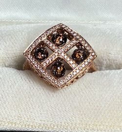 14k Rose gold cognac diamond ring