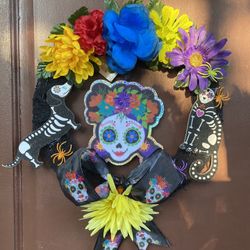 Day Of The Dead Sugar Skull Wreath….