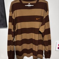 RARE Nike SB Men’s Skateboarding Striped Long Sleeve Shirt Orange Sz Large