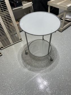 Glass Bedside Table With Rollers