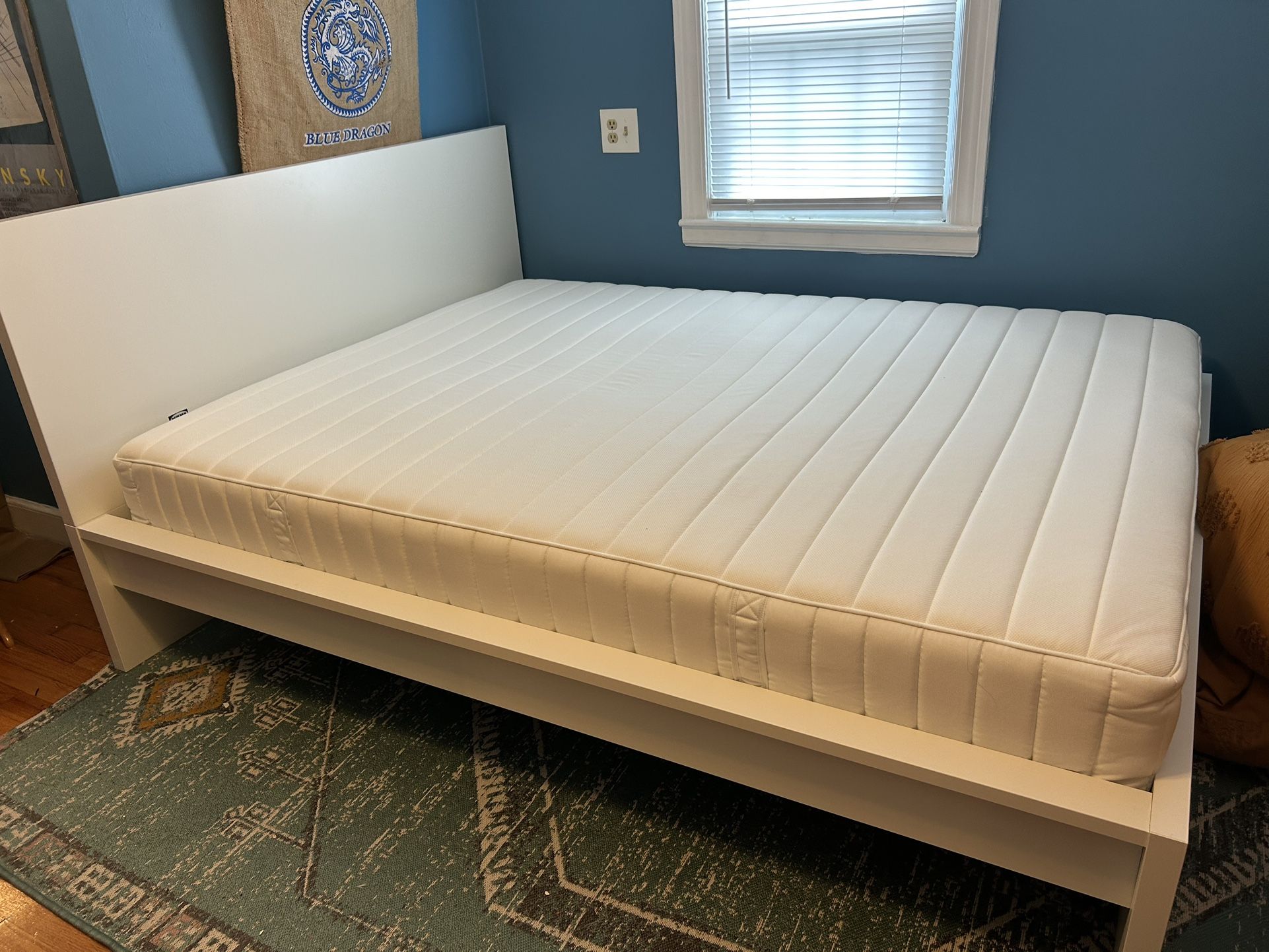 IKEA Queen Bed Frame + Queen Mattress