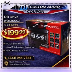 DB Drive WDX Series Class D Mono Subwoofer Amplifier 1000 Watts @ 1-Ohm 🚨 Payment Options Available 🚨 No Credit Needed 🚨 