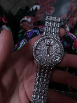 Silver diamond bulova watch