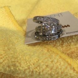 3 Pcs Cubic Zirconia Diamond Ring, Size 8, $10 
