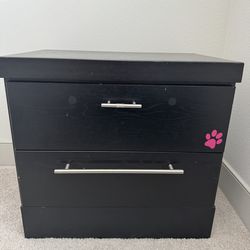 Black two-drawer nightstand