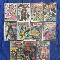 Lot Of 11 Marvel Comic Books 1960s - 2010s The Avengers Black Panther X-Men, Fantastic Four, Spider Man, Battlestar Galactic
