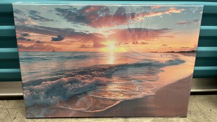Sunset scene over a beach. 24” X 16”