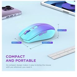 Bluetooth Wireless Mouse, Rechargeable Slient Multi-Device Computer Mice (Tri-Mode: BT1/2+2.4Ghz) with USB Receiver, Ergonomic Cordless Mouse for Lapt