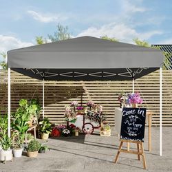 10x10FT Pop Up Canopy, Outdoor Canopy Tent with SandBag & Carry Bag for Commercial Events, Camping, Backyard Parties, Grey