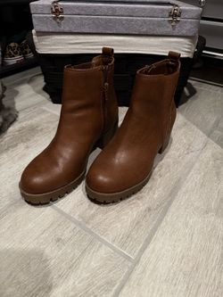 Brown Ankle Boots with Lug Sole