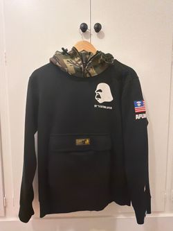 AAPE By A Bathing Ape APUNVS Hoodie Black Camo Hood Size Large Japan Exclusive