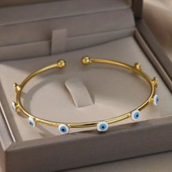 Evil Eye Stainless Steel Cuff Bracelet