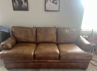 Genuine Brown Leather Sofa Couch