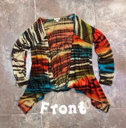 ONE WORLD Multicolor Tie-Dye Knit Bomber Cardigan