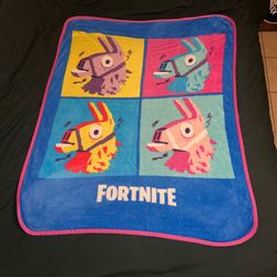 Fortnite Loot Llama Fleece Throw Blanket 48x60 Blue Pink Pop Art