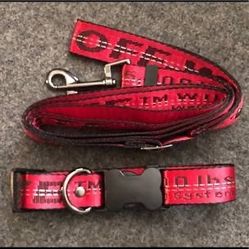 Off White Dog Collar N Leash Set