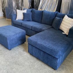 🚛Brand New Navy Blue Couch 🚛FREE DELIVERY FREE Ottoman 