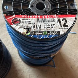 (4) Rolls WIRE BLU & BLK 500ft each 12 stranded