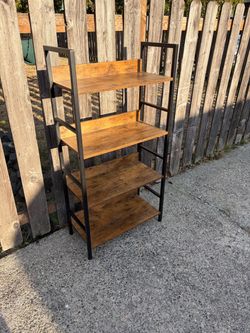 Simple wood and metal bookshelf