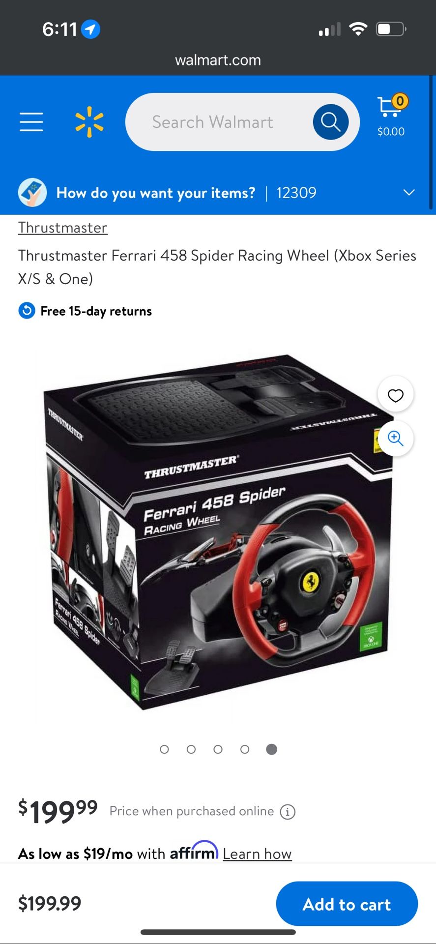 Ferrari 458 Red Xbox Steering Wheel