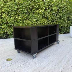 Wood Brown 4’L x 20”W x 2’T Rolling Console 