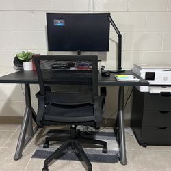 Desk Setup w/ Chair & Desk Storage Cabinet