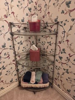 Metal and glass corner shelves